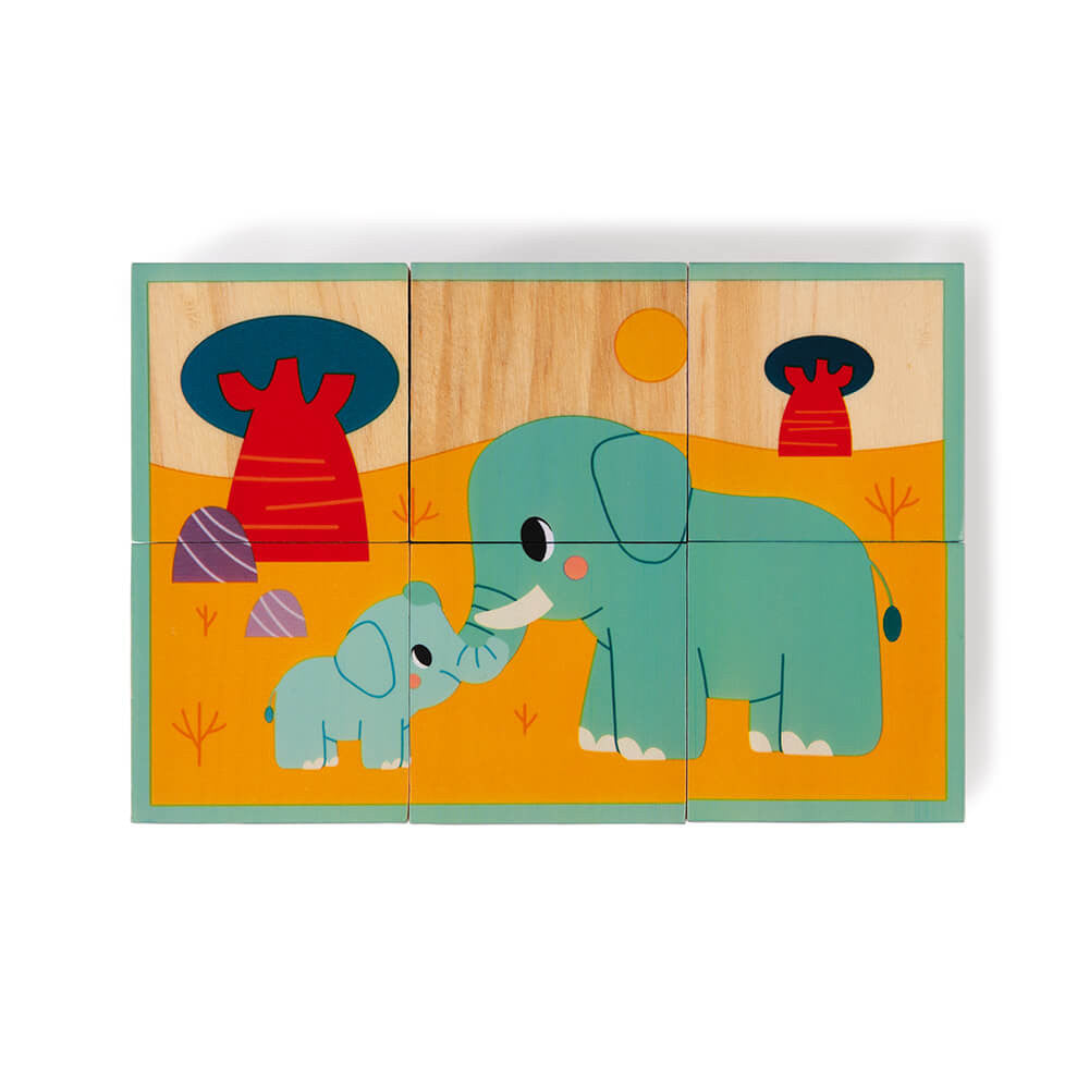 Puzzle legno animali selvatici elefanti