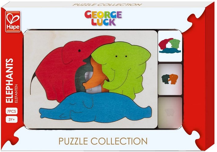 Puzzle George Luck Elefanti 3 Livelli Hape E6509