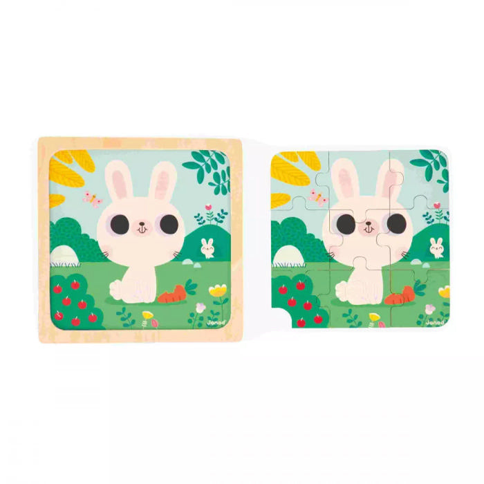 Puzzle legno trio animali coniglio