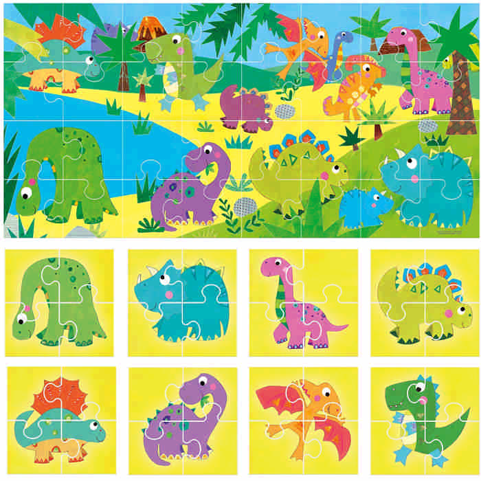 Headu 22243 - Puzzle 8+1 Dinosauri
