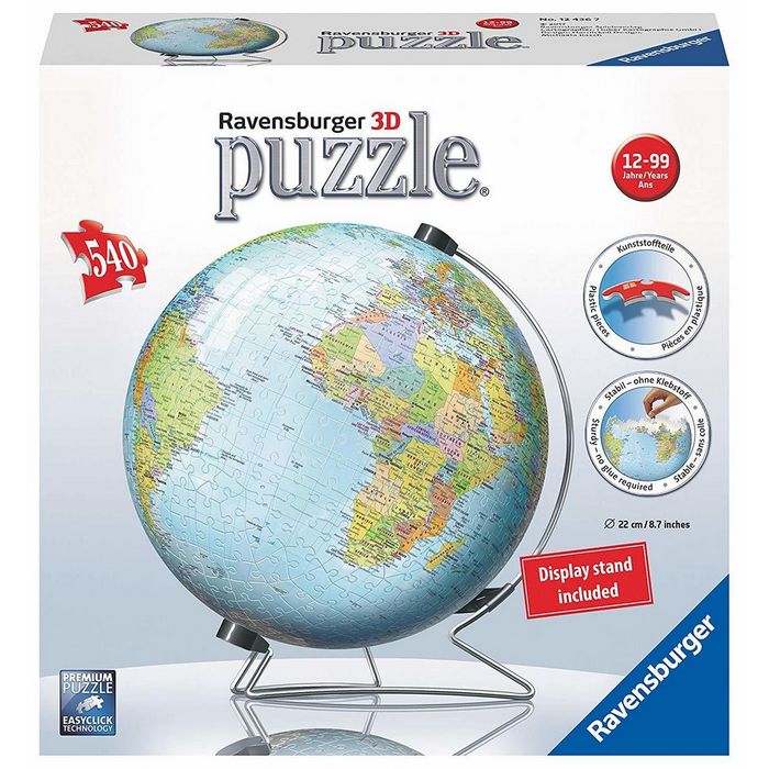 Puzzle Mappamondo 3D 540pz Ravensburger 124367