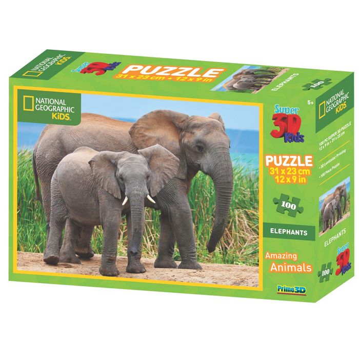 Puzzle 3D Elefanti Animal Planet 100 pz Prime 3D 10609