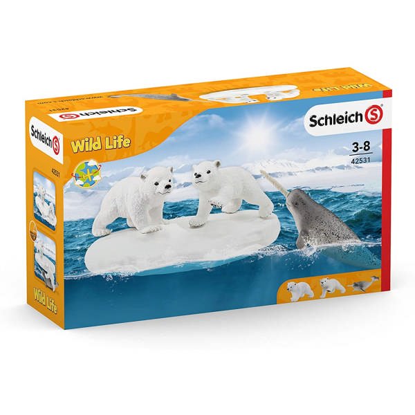 Cuccioli di orso e narvalo nei ghiacci Schleich Wild Life 42531