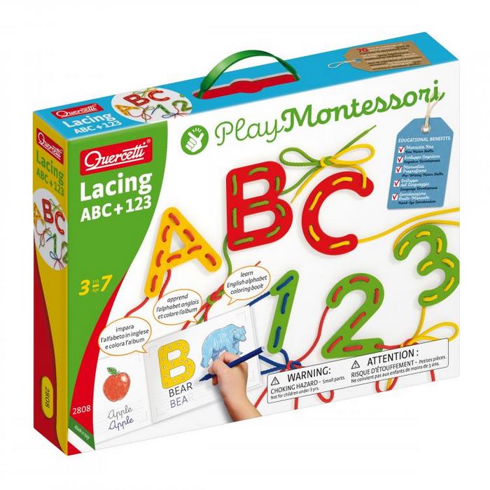 Montessori Lacing ABC + 123 Quercetti 2808