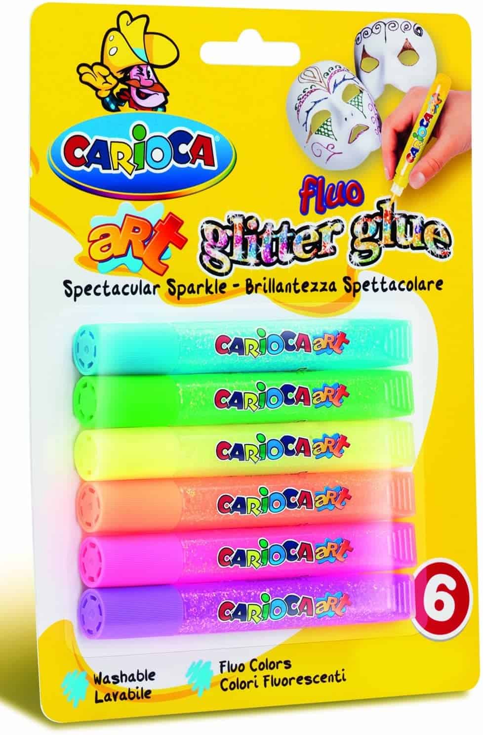 Colla Glitter Fluo 6 Colori Carioca 42111