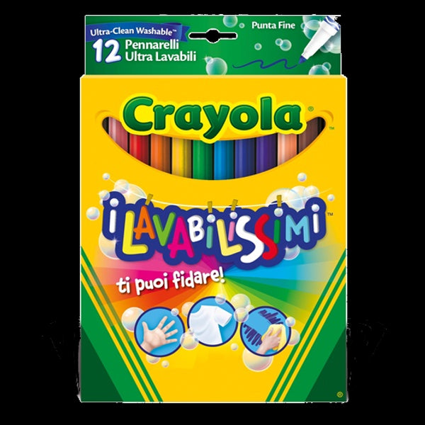 Crayola 588331 - 12 Pennarelli Lavabilissimi Punta Fine