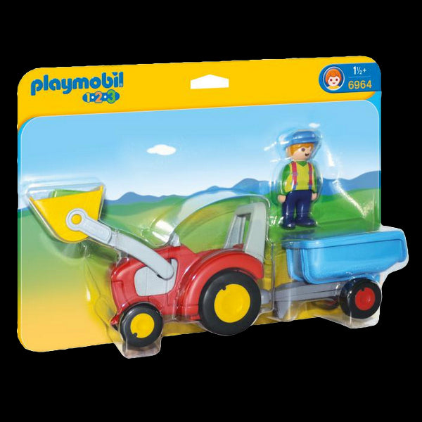 Playmobil 1.2.3 6964 - Trattore con Benna e Rimorchio