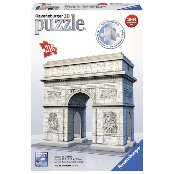 Ravensburger 125142 - Puzzle 3D Arco di Trionfo Parigi 216pz