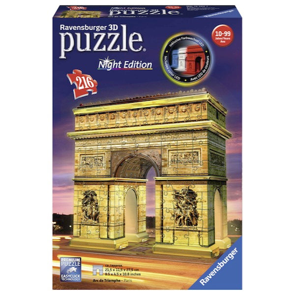 Ravensburger 125227 - Puzzle 3D Arco di Trionfo Night Edition 216pz